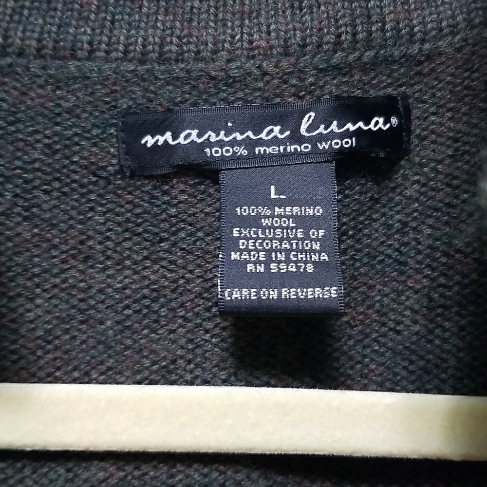 Marina Luna 100% merino wool cardigan and a cowl neck top. Size L. - Picture 2 of 7